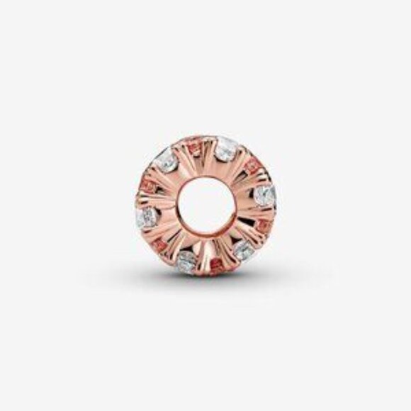 14k Rose gold-plated charm with clear and fancy fairy tale pink cubic zirconia - Picture 5 of 7
